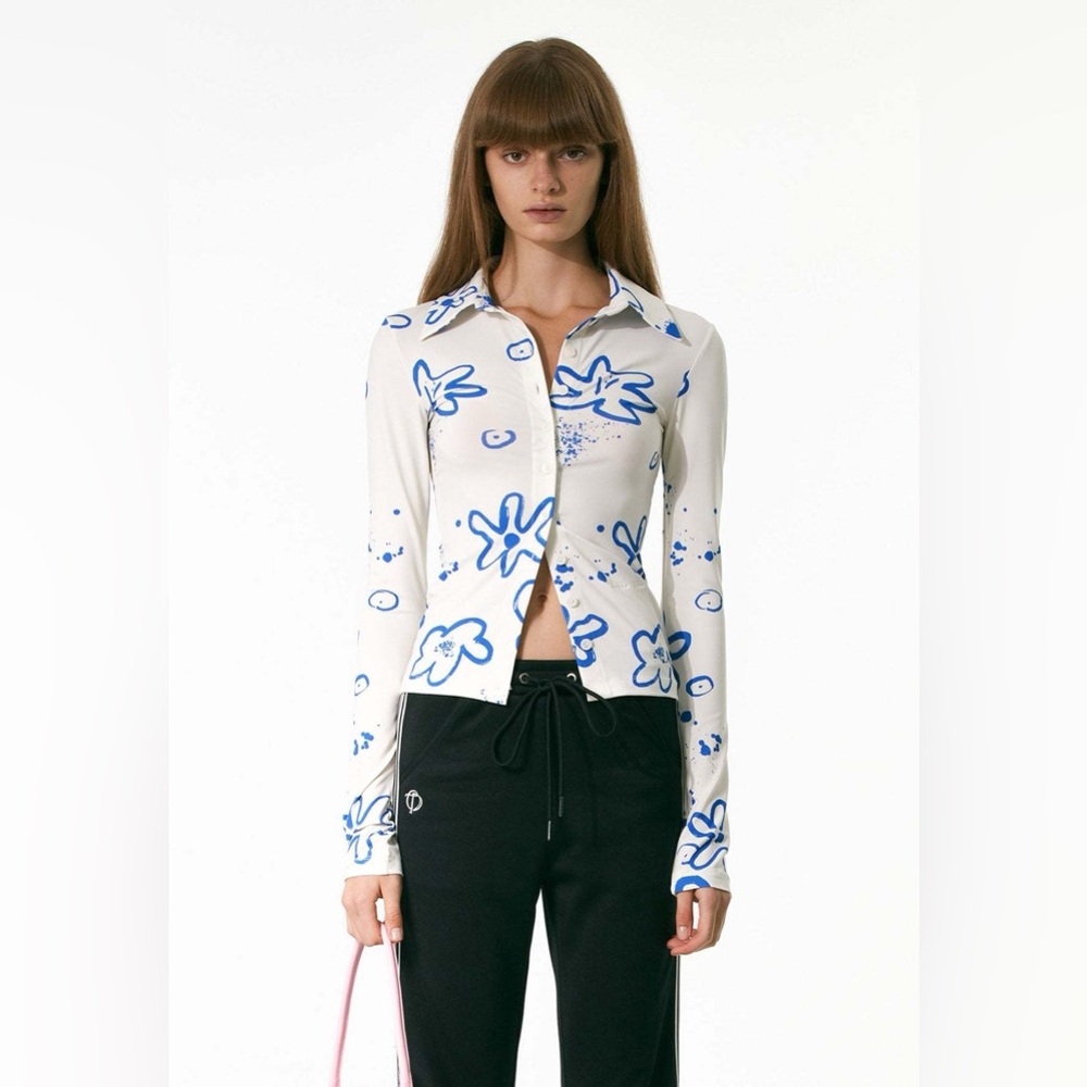 TheOpen Product Button Down Flower Shirt - Ivory - NWT